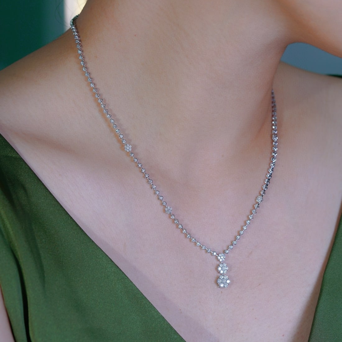14k Gold 2.8 Ct Natural H Diamond Necklace - 7