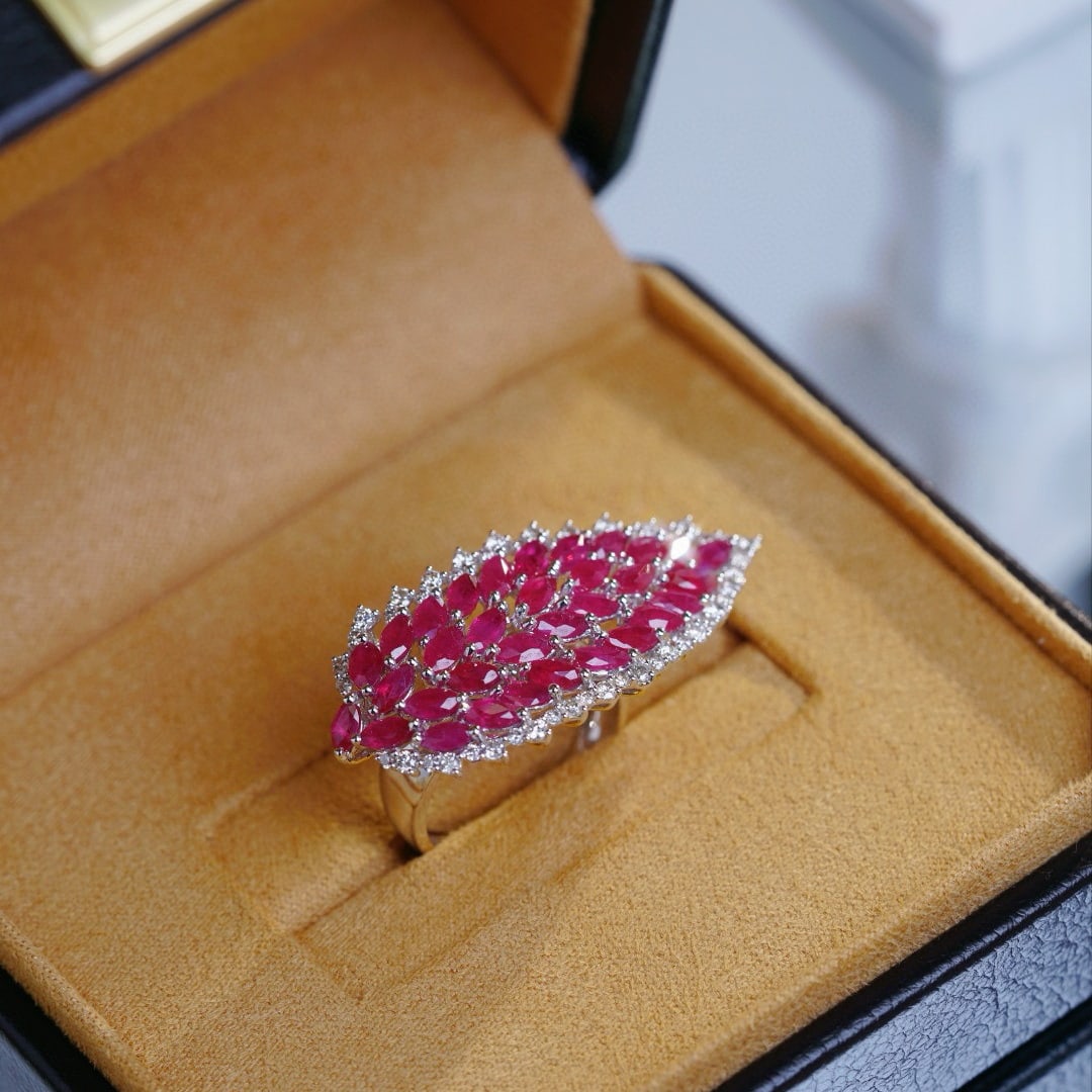 14k Gold 5.05 Ctw Natural Ruby & Diamond Ring - 2