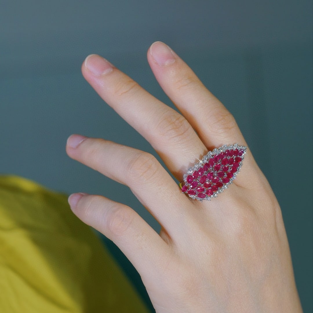 14k Gold 5.05 Ctw Natural Ruby & Diamond Ring - 5
