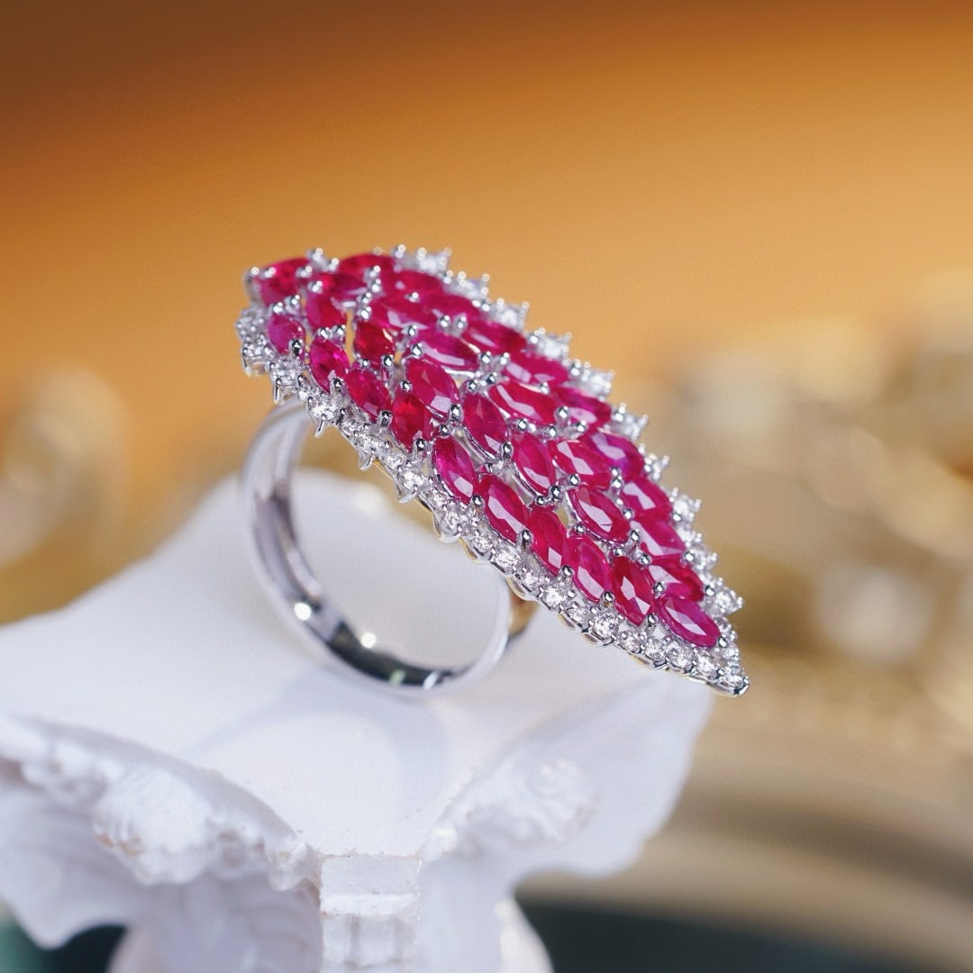 14k Gold 5.05 Ctw Natural Ruby & Diamond Ring - 7