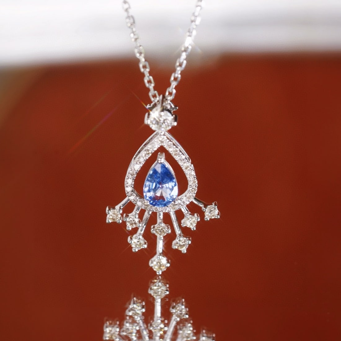14k Gold 0.80 Ctw Natural Sapphire & Diamond Pendant( Without Chain ): Ref:230989047 // gold content:14k gold // main gemstone:sapphire // shape:pear // carat weight:0. 45ct // color:blue // treatment:natural // cut grade:g // // adjacent gemstone 2 : diamond //