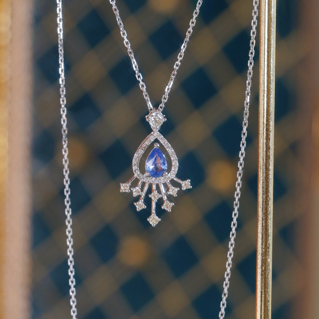 14k Gold 0.80 Ctw Natural Sapphire & Diamond Pendant( Without Chain ) - 6