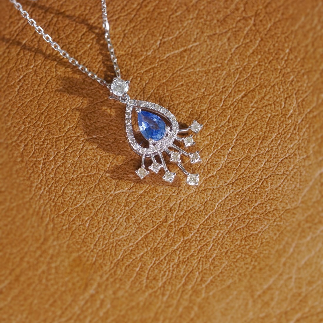 14k Gold 0.80 Ctw Natural Sapphire & Diamond Pendant( Without Chain ) - 8
