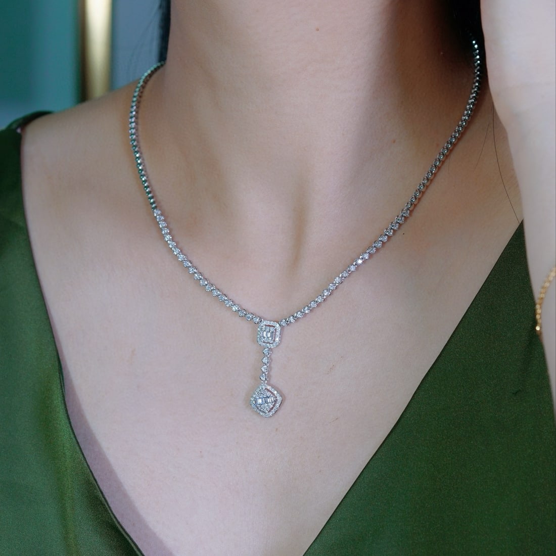 14k Gold 1.7 Ct Natural H Diamond Necklace - 6