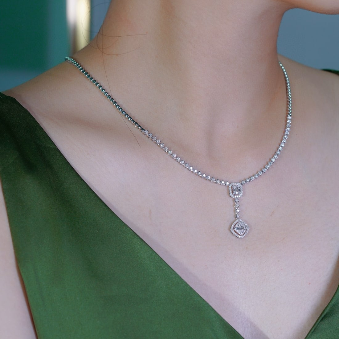 14k Gold 1.7 Ct Natural H Diamond Necklace - 7