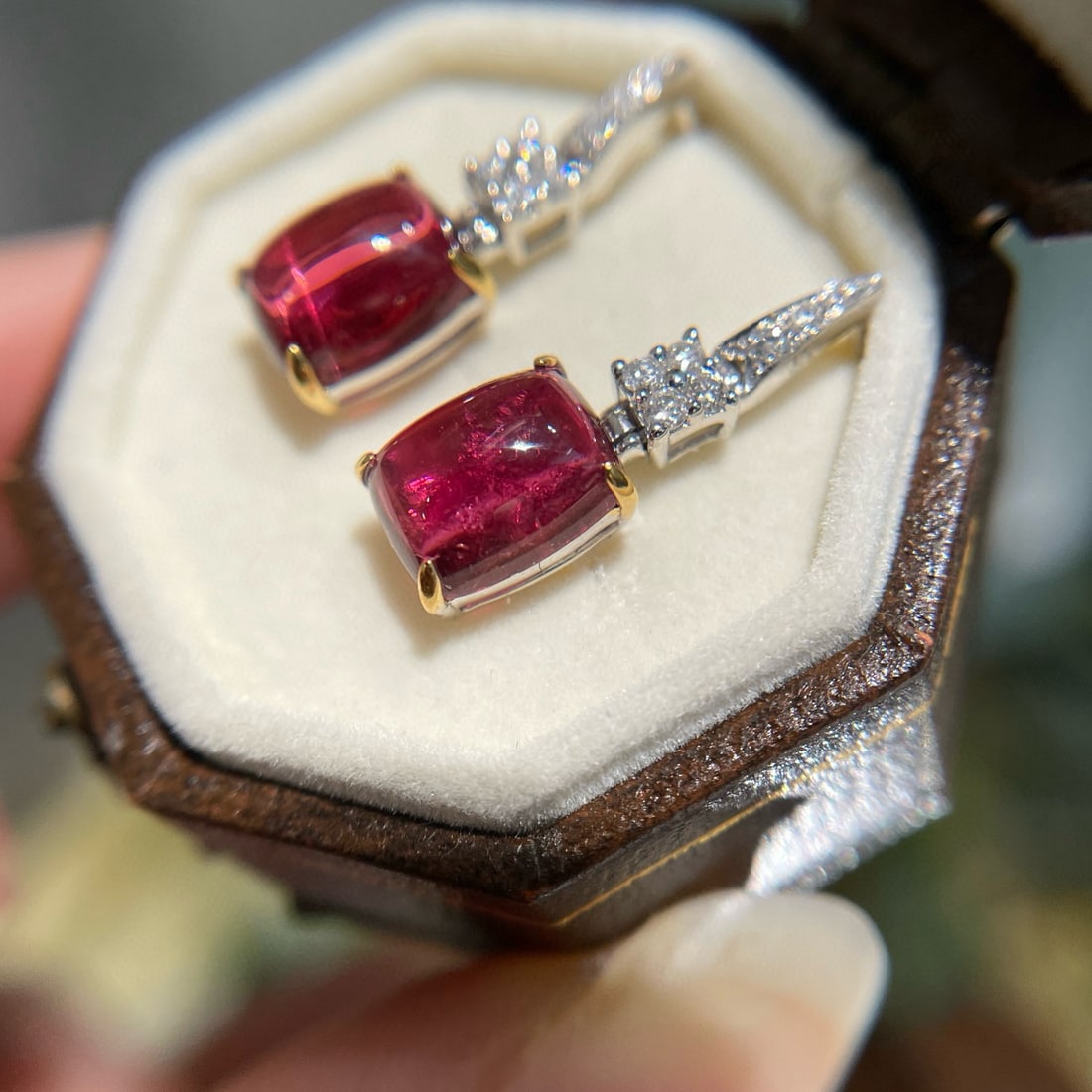 14k Gold 3 Ct Natural Tourmaline & Diamond Earrings - 3