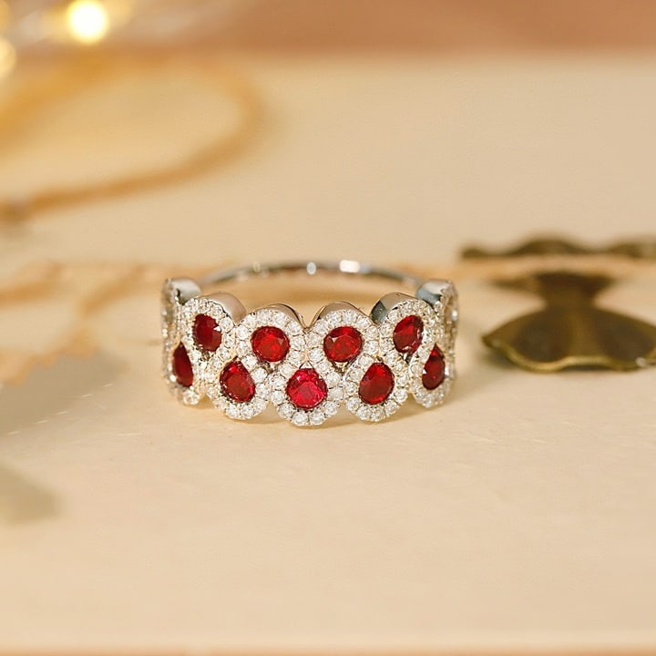 14k Gold 1.16 Ctw Natural Ruby & Diamond Ring: Ref:230989053 // gold content:14k gold // ring size:7. 25us // // main gemstone:ruby // shape:oval // carat weight:0. 79ct // color:red // treatment:natural // cut grade:g // // adjacent gemstone 2 : 