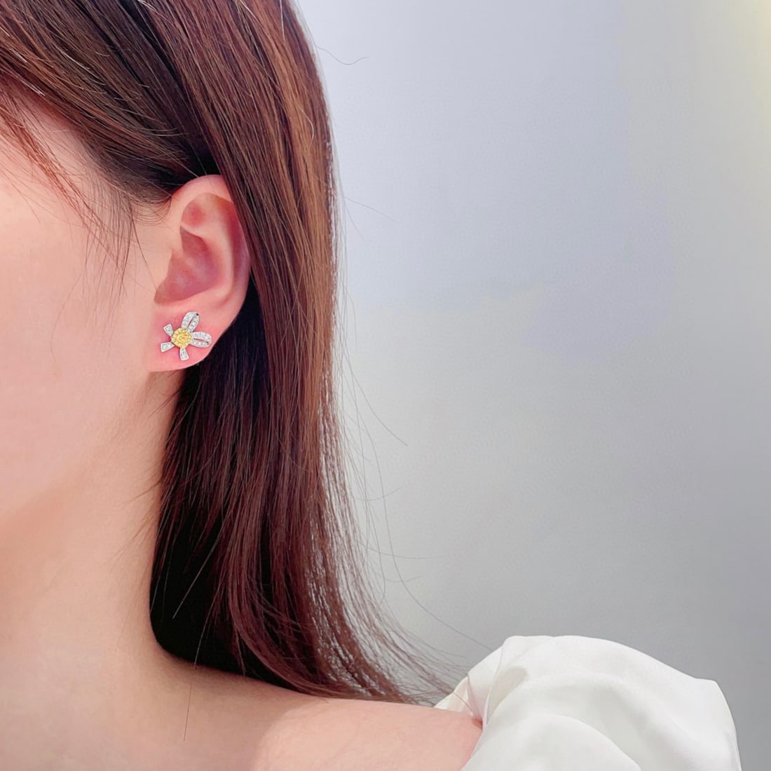 14k Gold 0.72 Ctw Natural Yellow Diamond & Diamond Earrings - 4