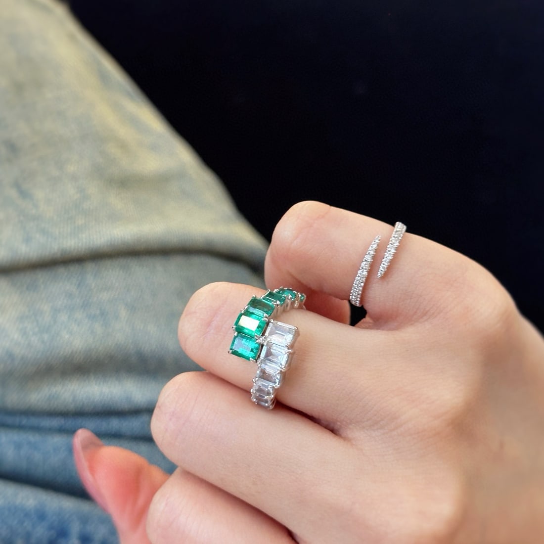 14k Gold 3.17 Ctw Natural Emerald & Sapphire Ring - 5
