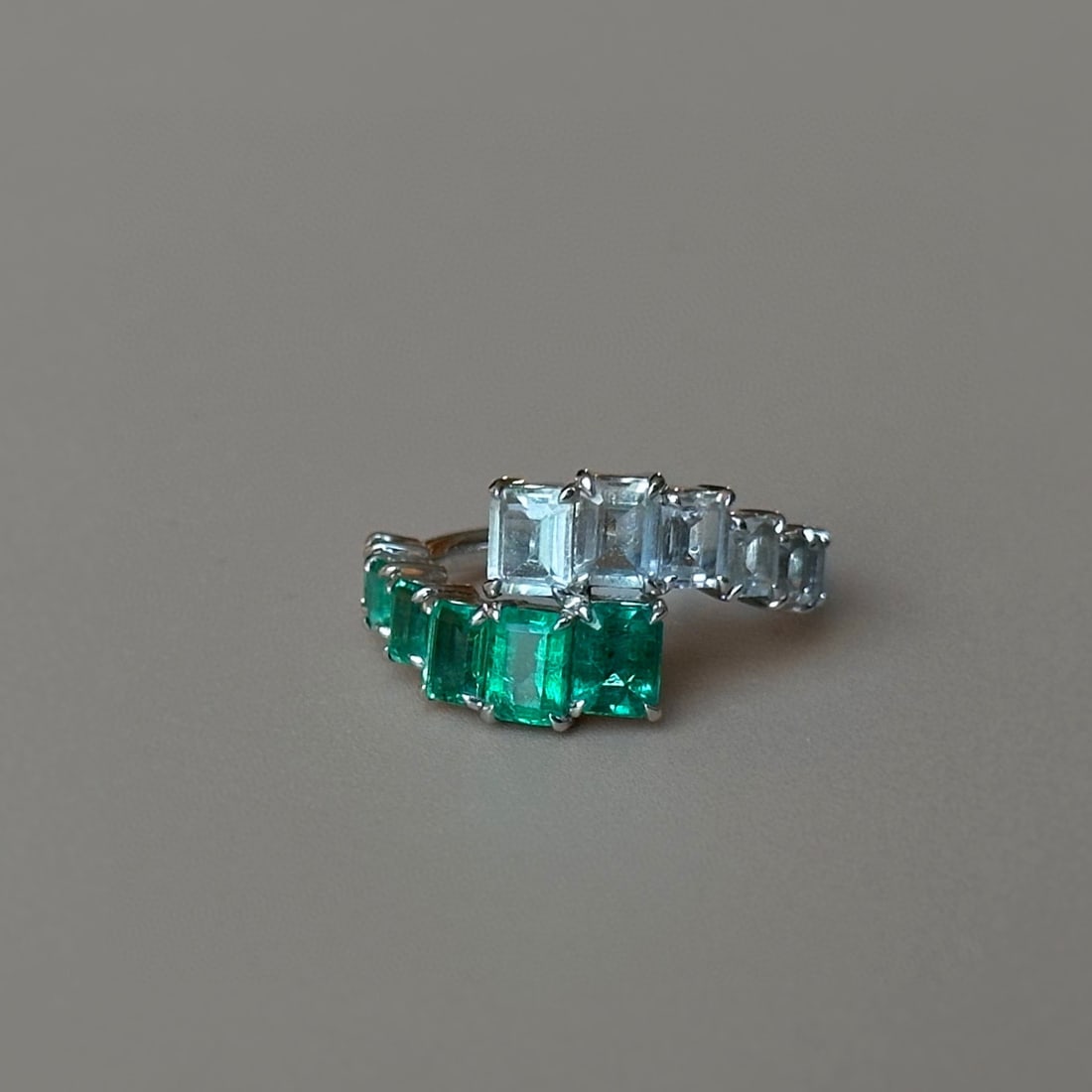 14k Gold 3.17 Ctw Natural Emerald & Sapphire Ring - 9