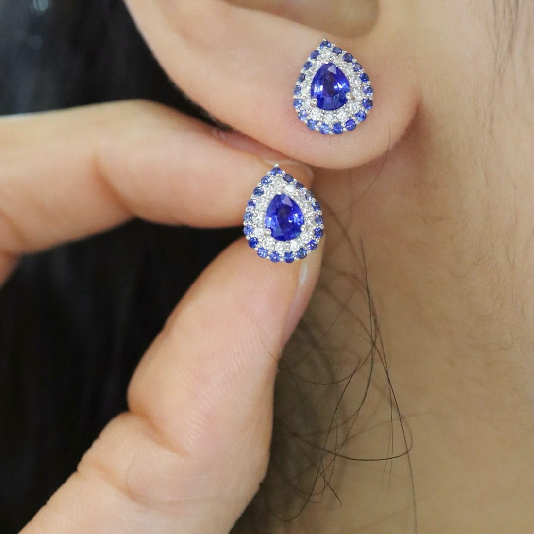 14k Gold 1.39 Ctw Natural Sapphire & Sapphire Earrings - 4