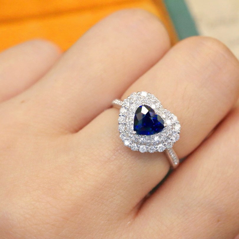 14k Gold 1.51 Ctw Natural Sapphire & Diamond Ring - 4