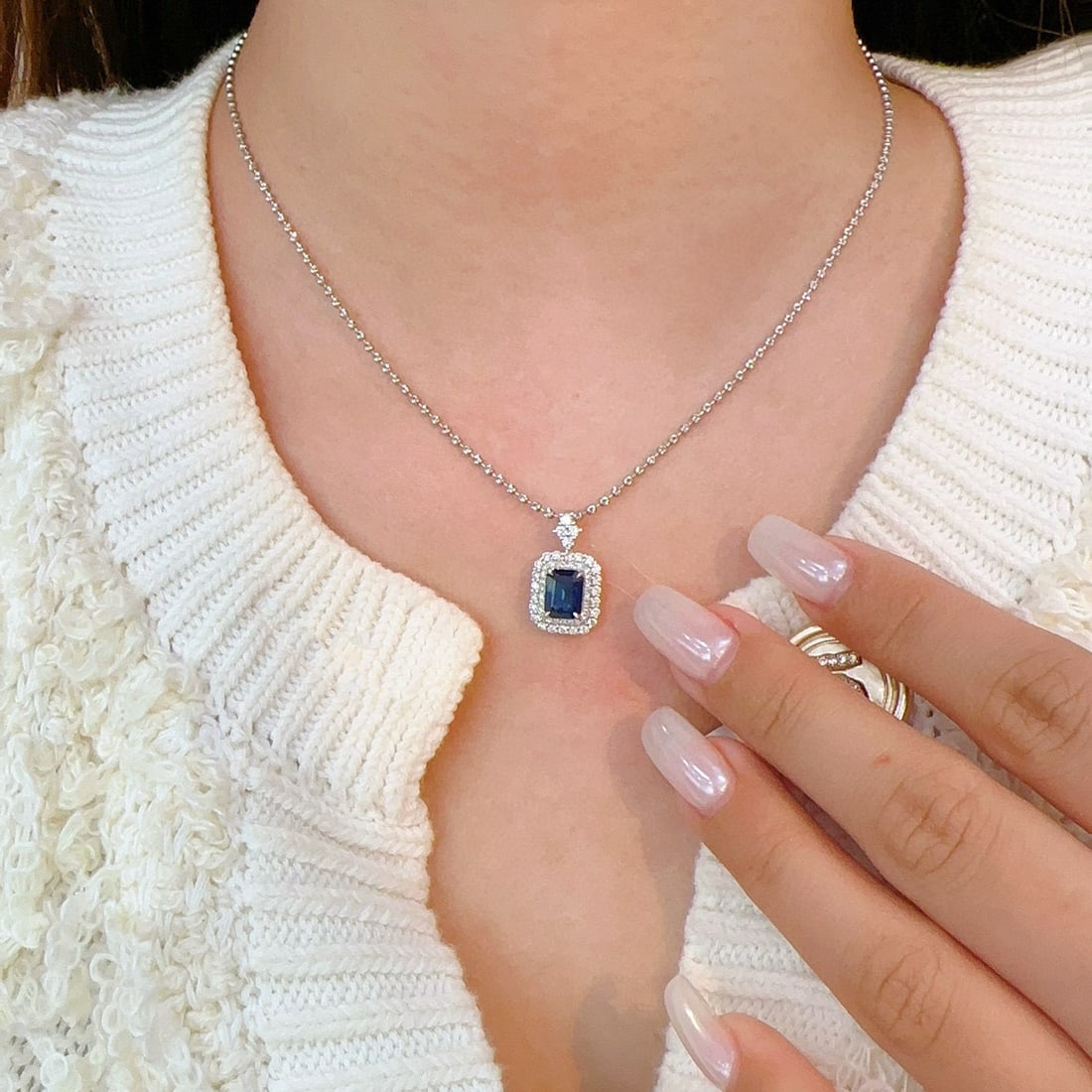 14k Gold 1.65 Ctw Natural Sapphire & Diamond Pendant( Without Chain ) - 3