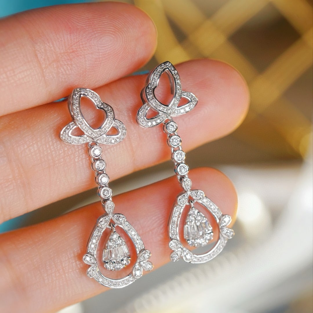 14k Gold 0.70 Ct Natural H Diamond Earrings - 2