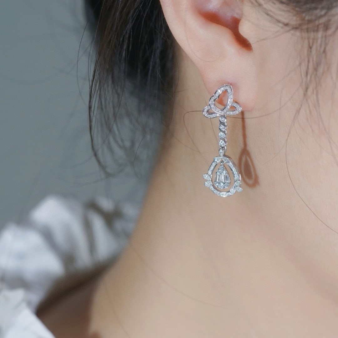 14k Gold 0.70 Ct Natural H Diamond Earrings - 3
