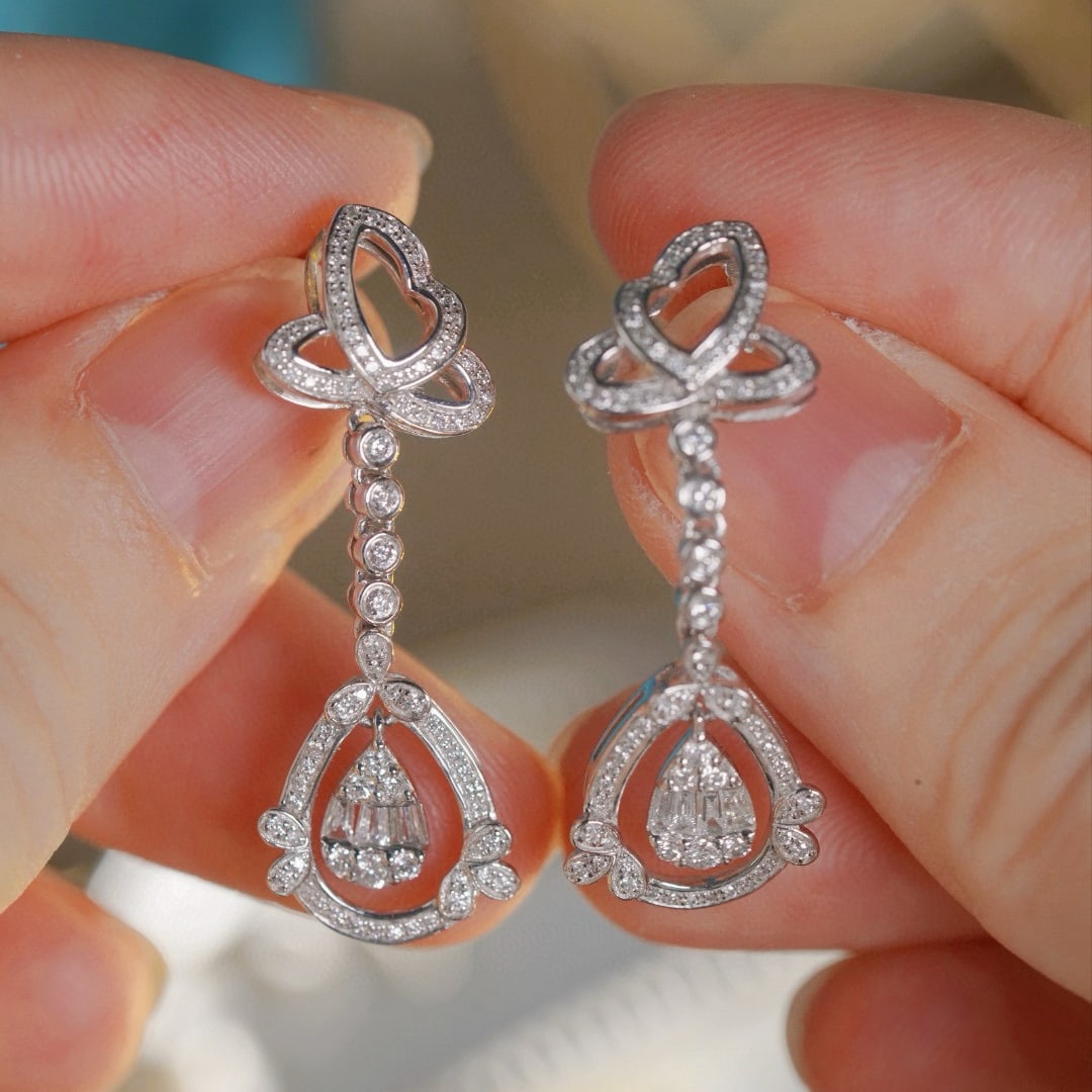 14k Gold 0.70 Ct Natural H Diamond Earrings - 4