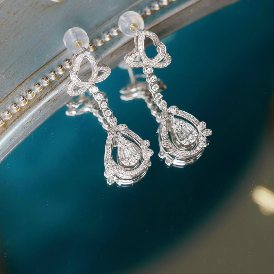 14k Gold 0.70 Ct Natural H Diamond Earrings - 5