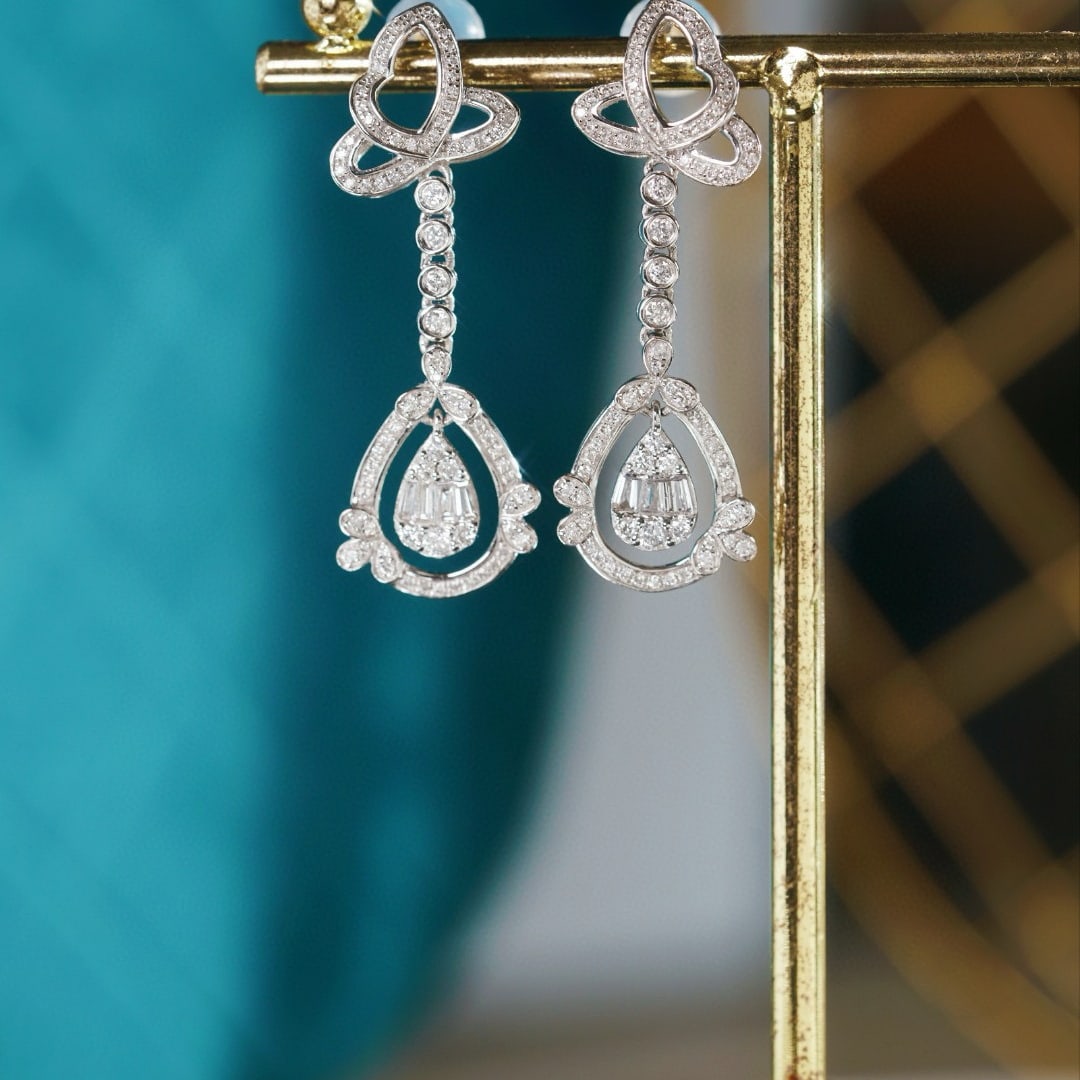 14k Gold 0.70 Ct Natural H Diamond Earrings - 6
