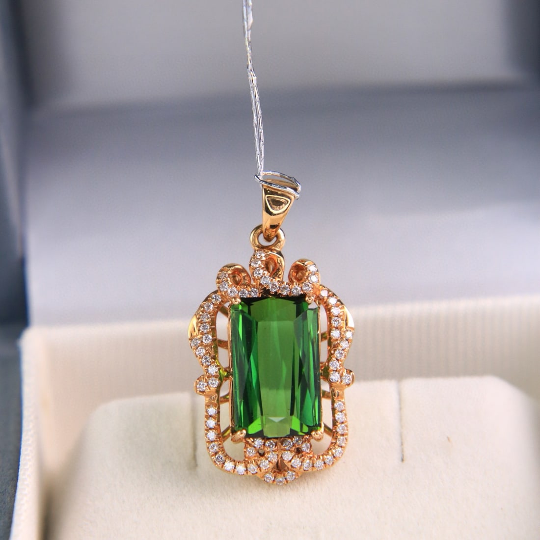 14k Gold 5.41 Ctw Natural Tourmaline & Diamond Pendant( Without Chain ) - 3