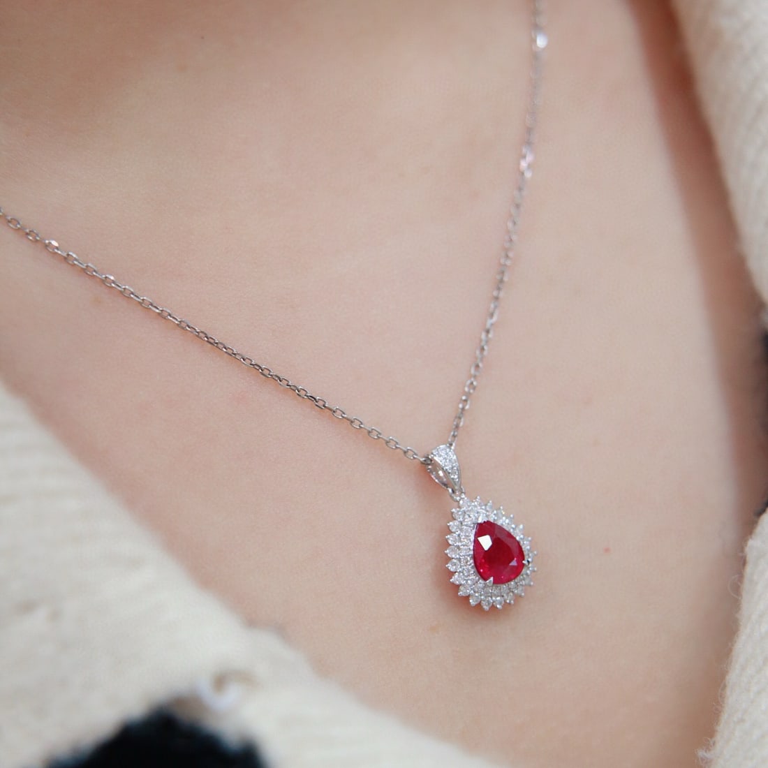 14k Gold 1.37 Ctw Natural Ruby & Diamond Pendant( Without Chain ) - 3