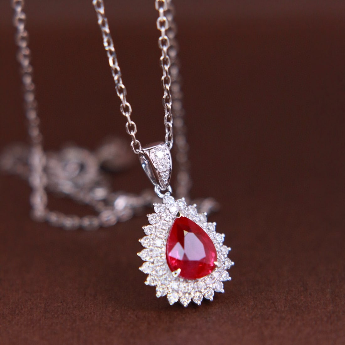 14k Gold 1.37 Ctw Natural Ruby & Diamond Pendant( Without Chain ) - 7