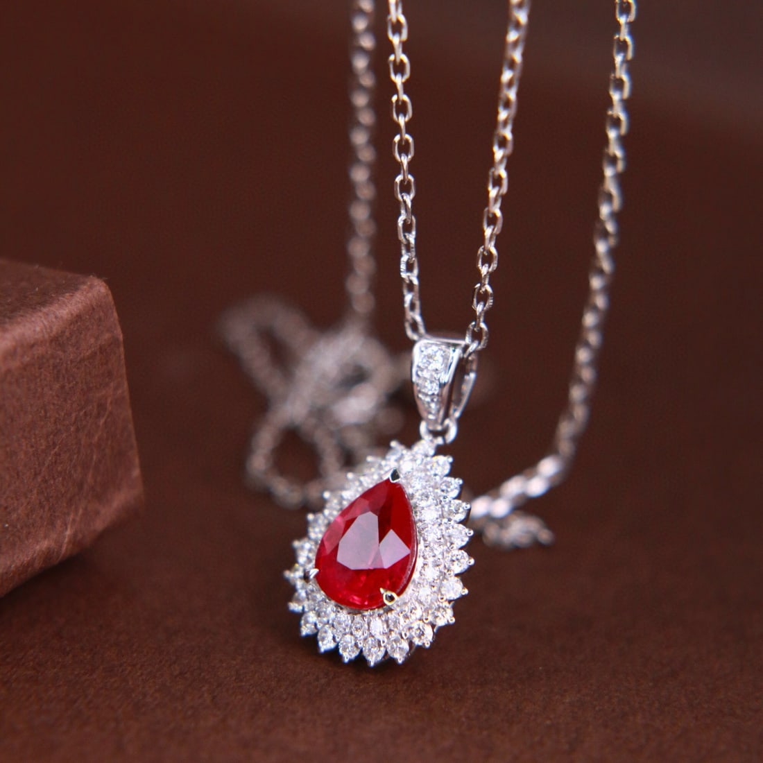14k Gold 1.37 Ctw Natural Ruby & Diamond Pendant( Without Chain ) - 8
