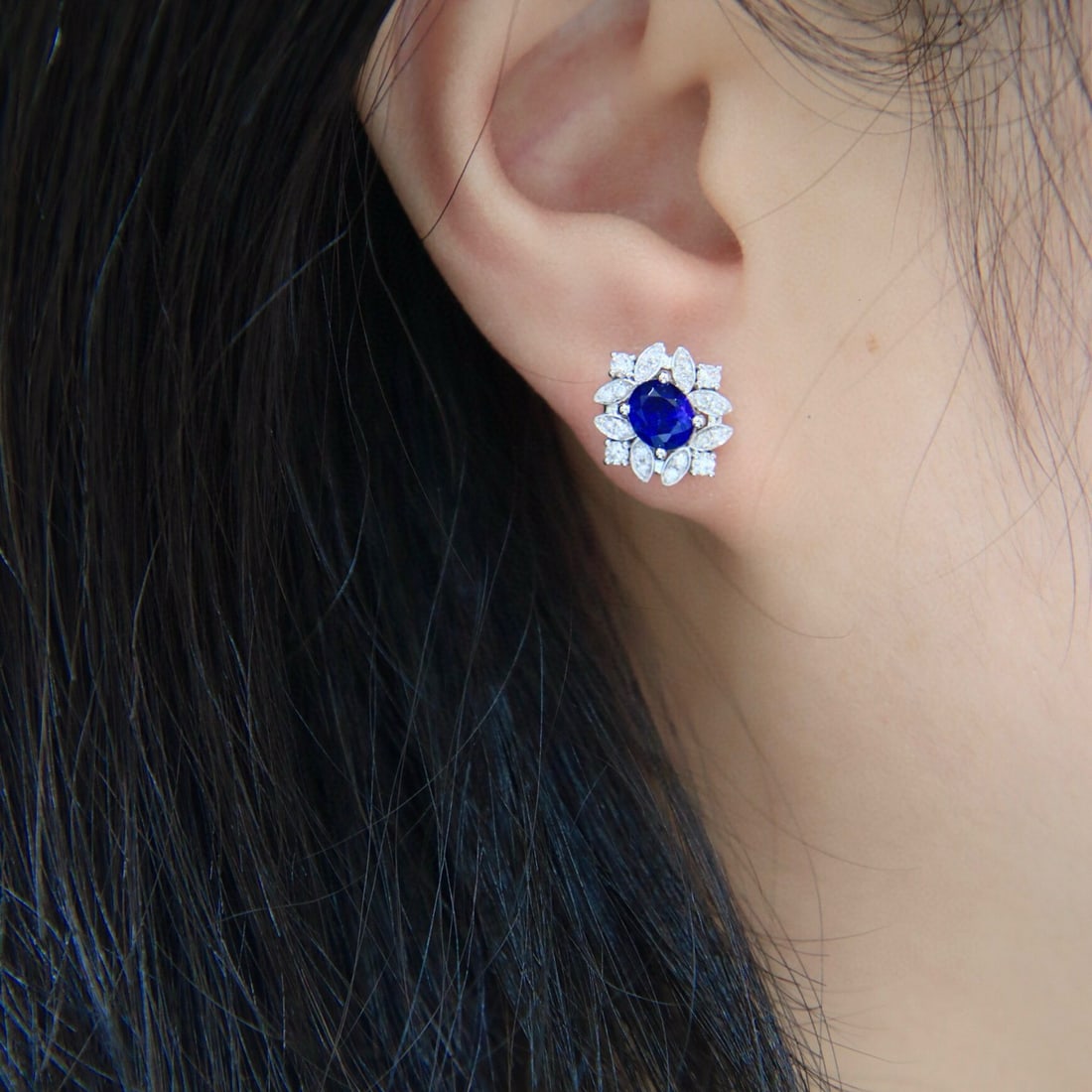 14k Gold 1.68 Ctw Natural Sapphire & Diamond Earrings - 3