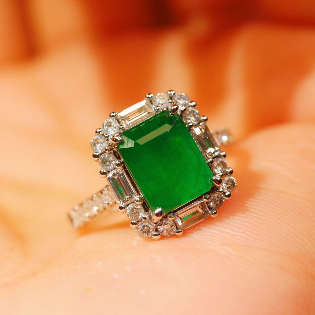 14k Gold 3.13 Ctw Natural Emerald & Diamond Ring - 6