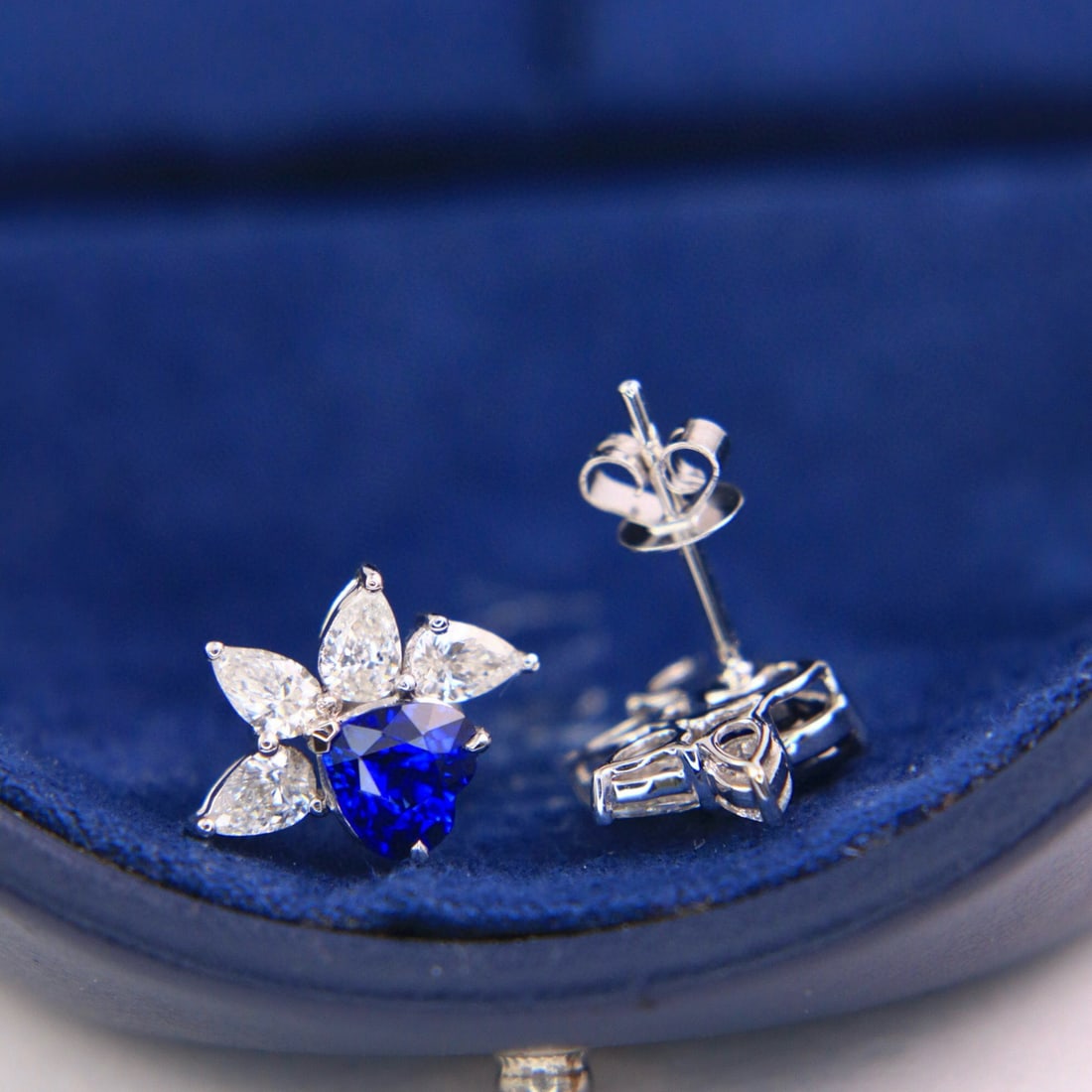 14k Gold 2.48 Ctw Natural Sapphire & Diamond Earrings - 2