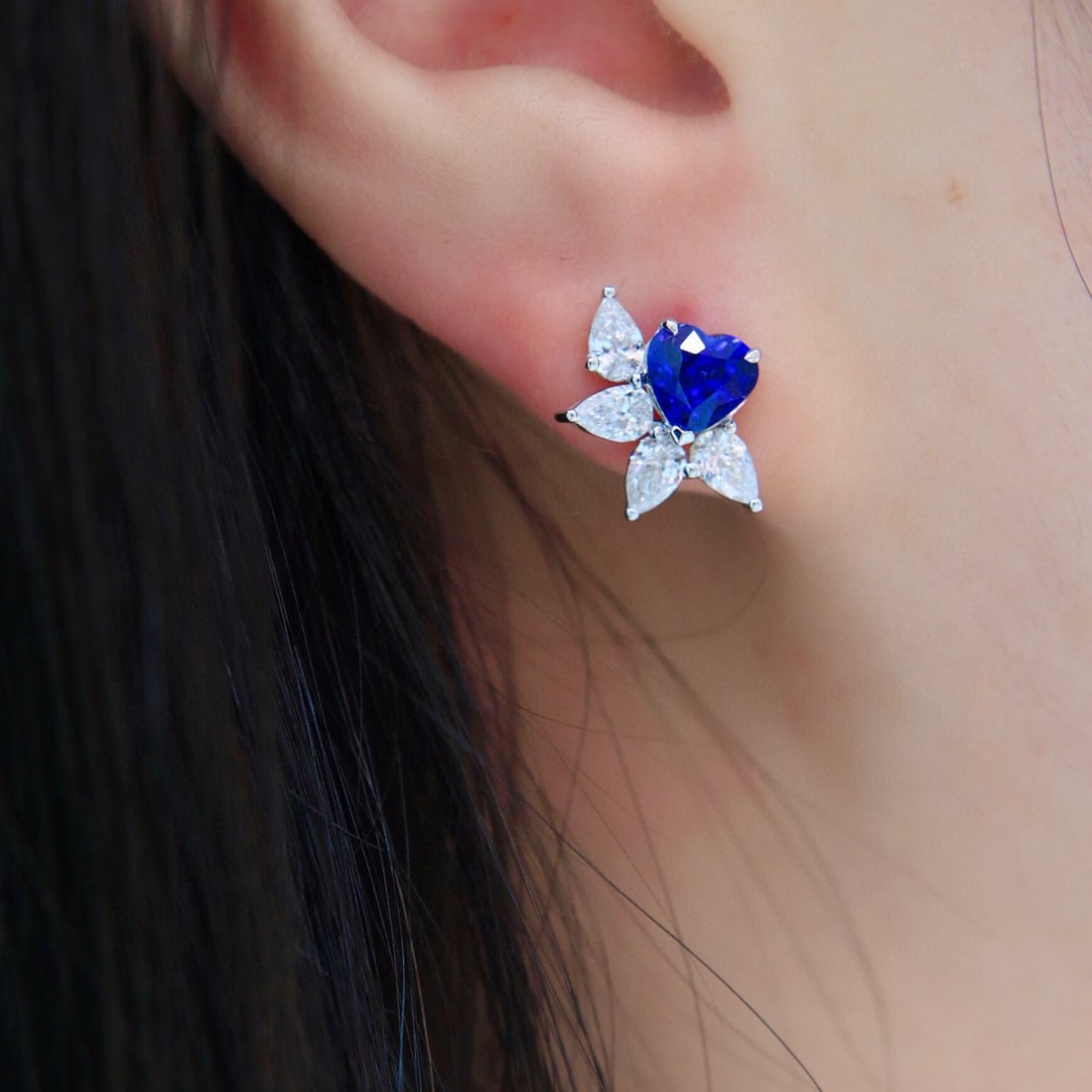 14k Gold 2.48 Ctw Natural Sapphire & Diamond Earrings - 5