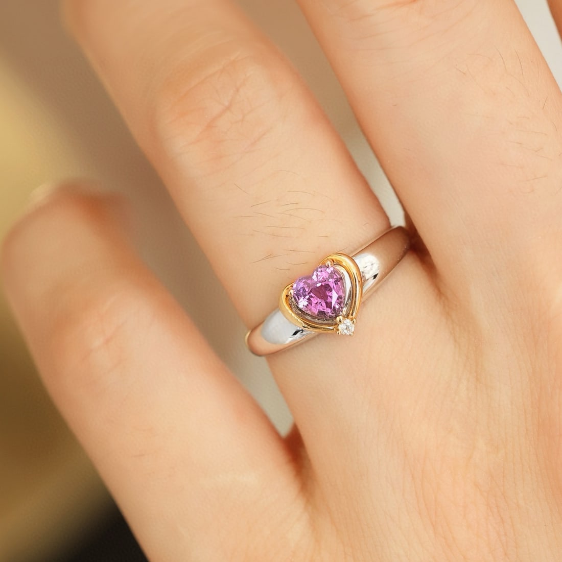 14k Gold 0.8 Ct Natural Sapphire & Diamond Ring - 3