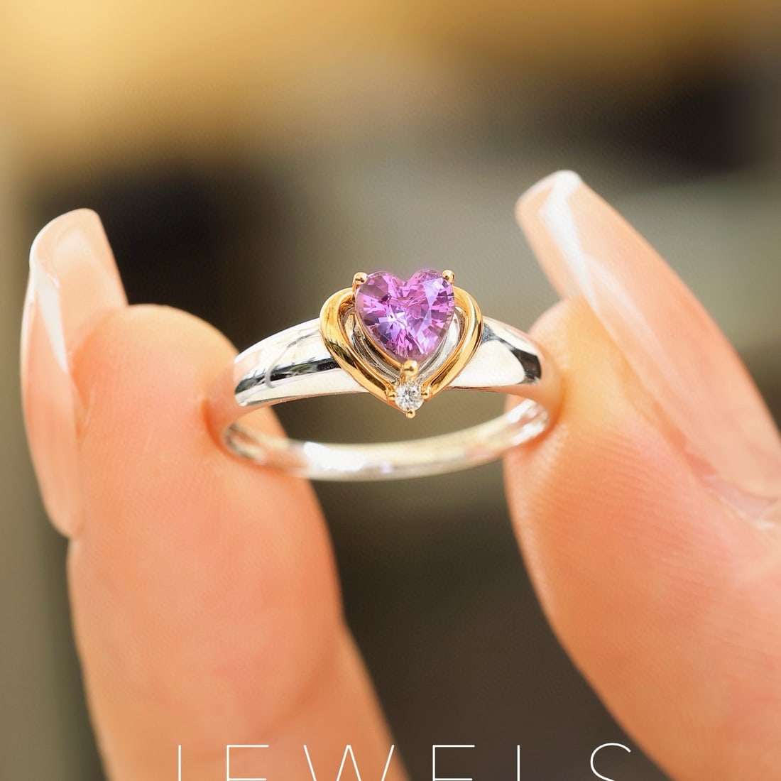 14k Gold 0.8 Ct Natural Sapphire & Diamond Ring - 6