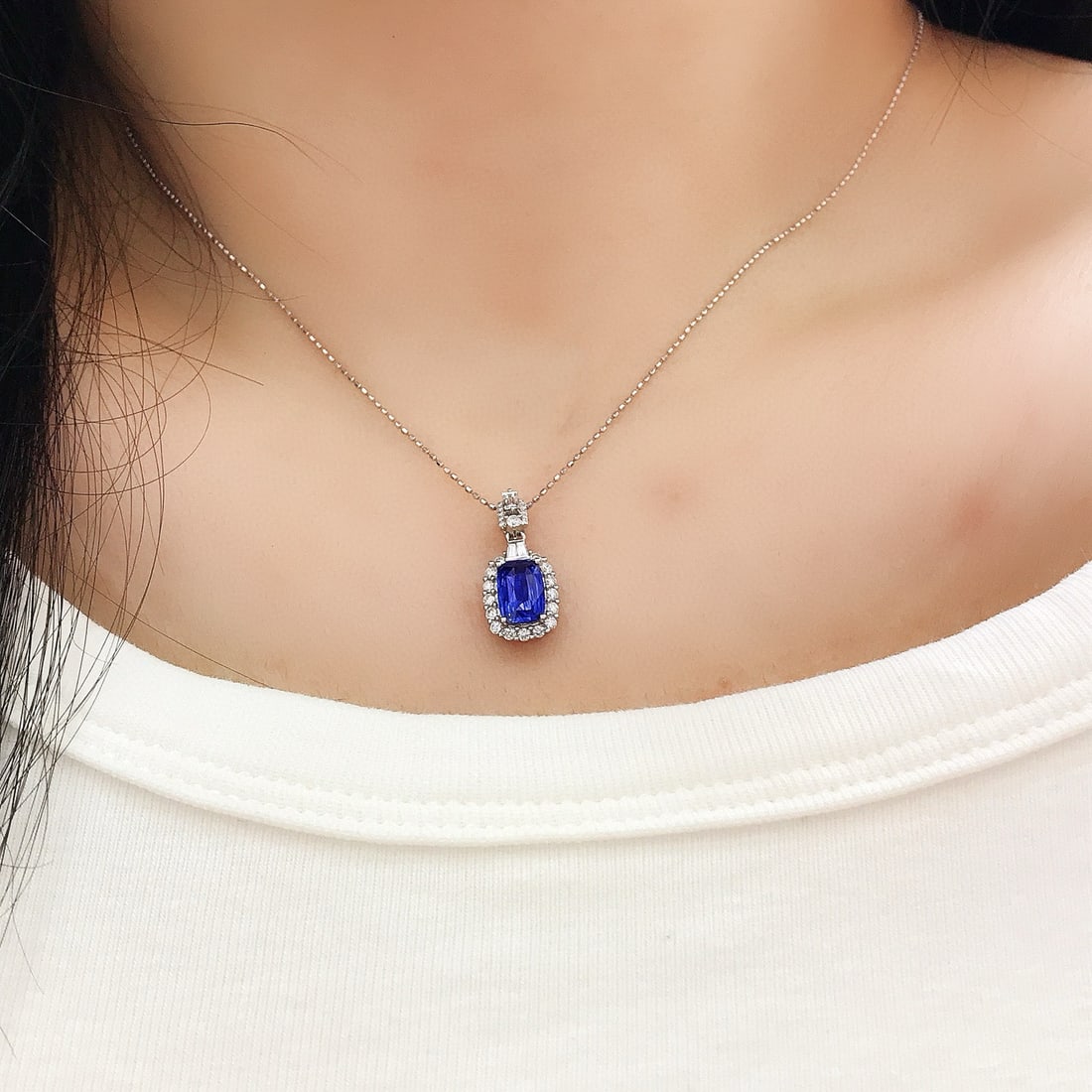 14k Gold 2.01 Ctw Natural Sapphire & Diamond Pendant( Without Chain ) - 3