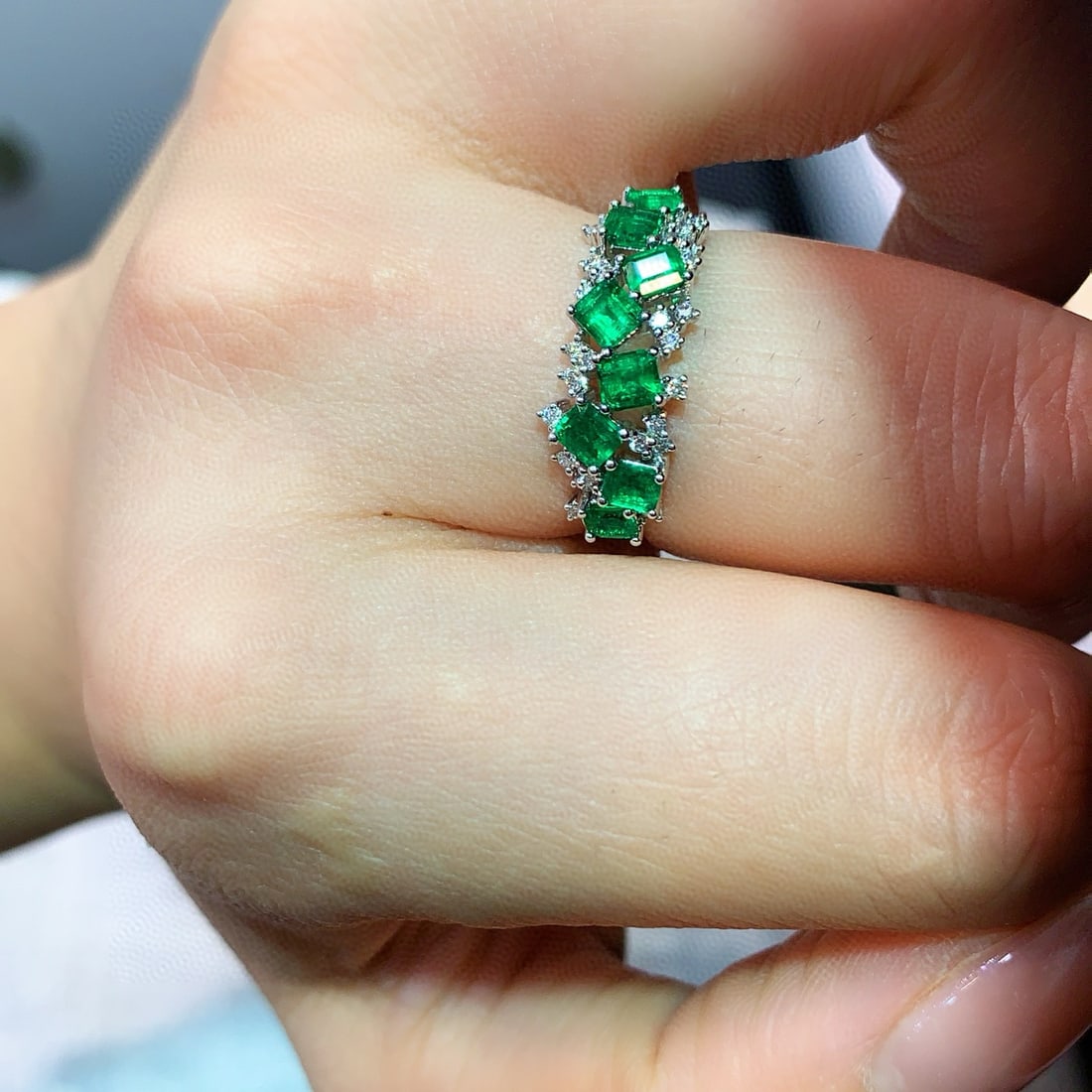 14k Gold 1.06 Ctw Natural Emerald & Diamond Ring - 4