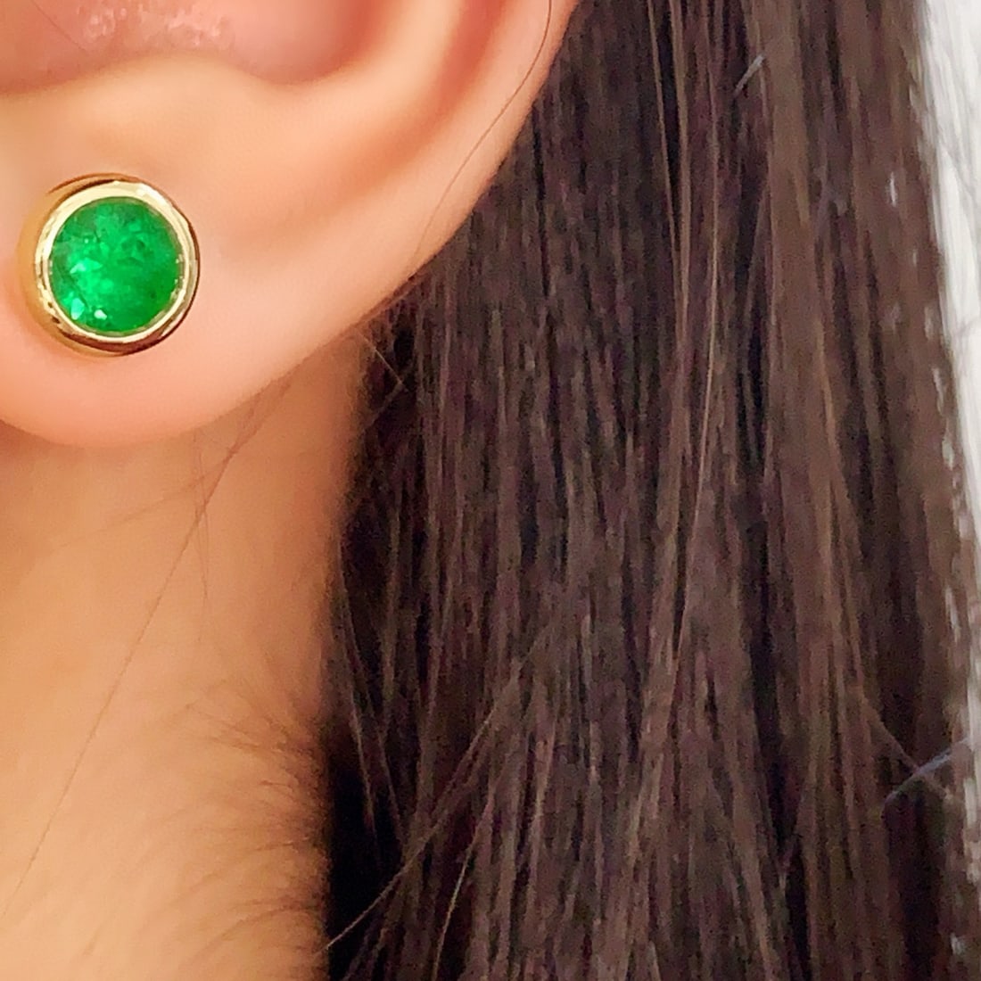 14k Gold 1.61 Ct Natural Emerald Earrings - 3