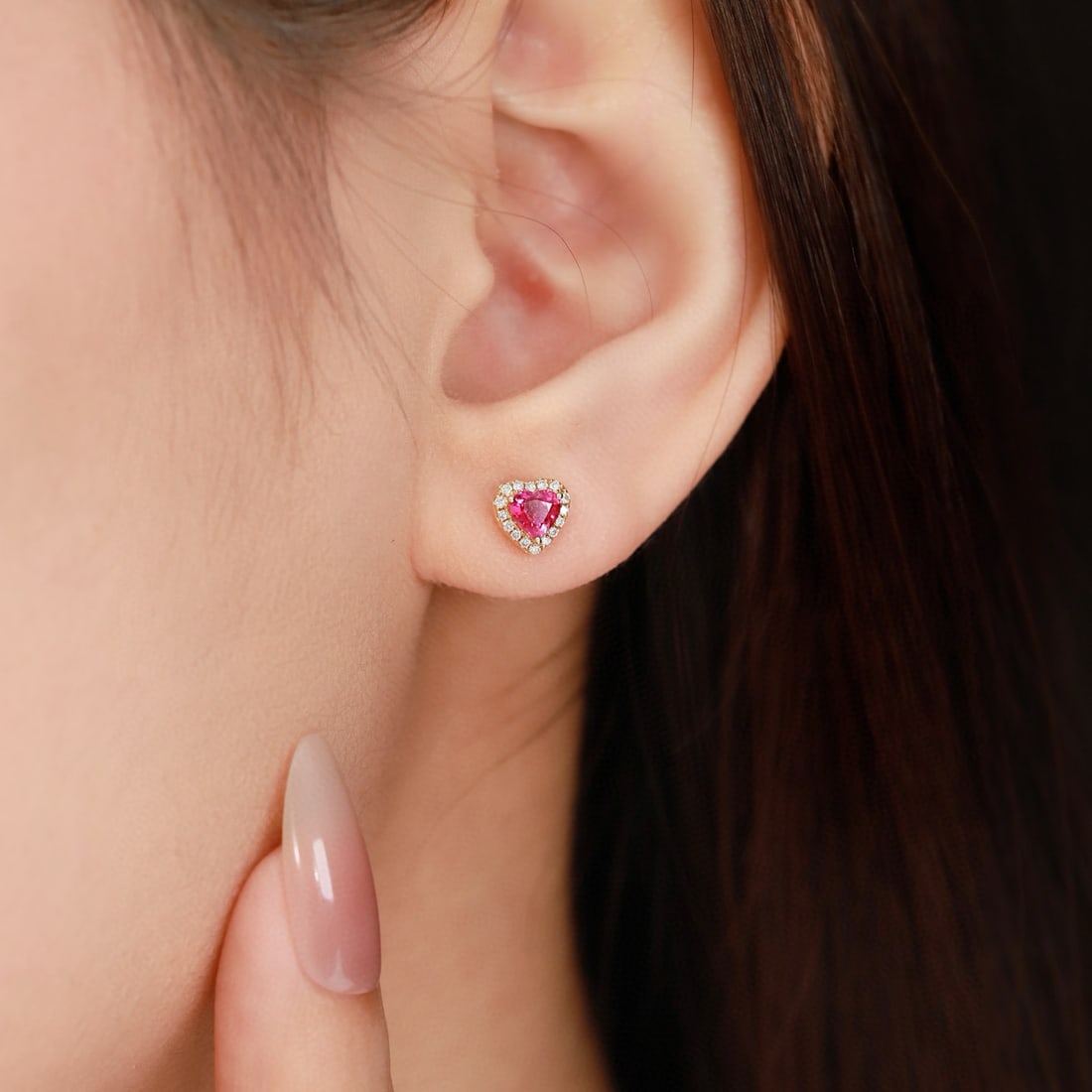 14k Gold 0.64 Ctw Natural Ruby & Diamond Earrings - 5