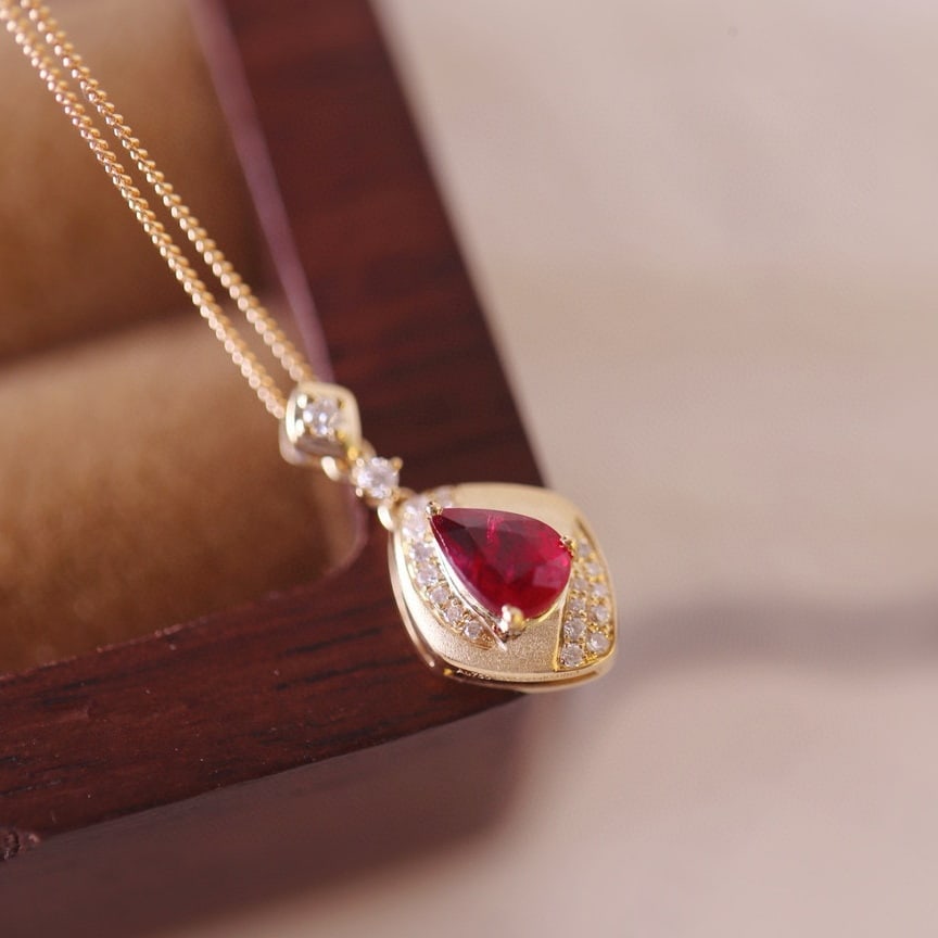 14k Gold 0.63 Ctw Natural Ruby & Diamond Earrings - 2