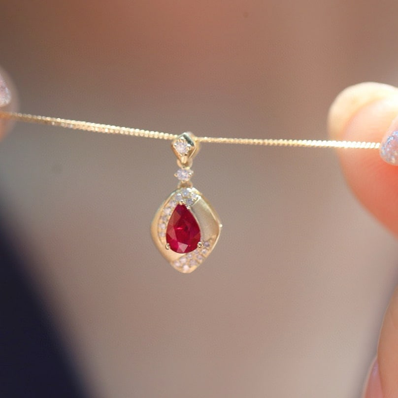 14k Gold 0.63 Ctw Natural Ruby & Diamond Earrings - 4