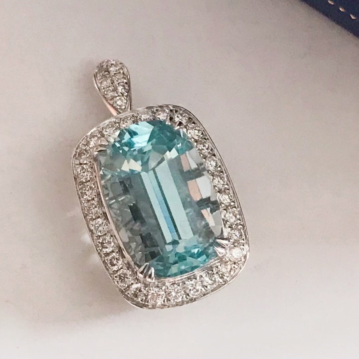 14k Gold 3.66 Ct Natural Aquamarine & Diamond Ring - 3