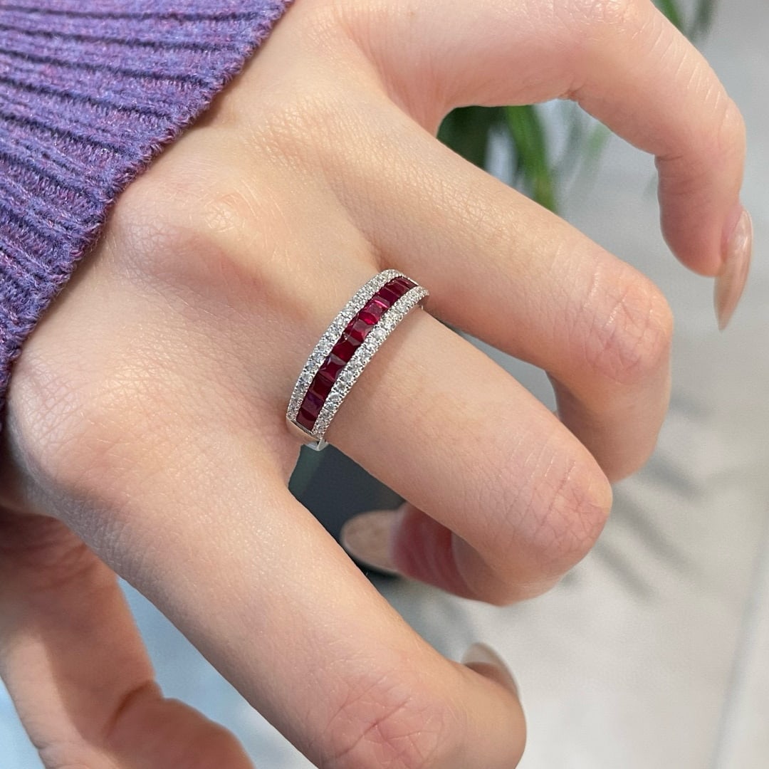 14k Gold 1.0 Ct Natural Ruby & Diamond Ring - 4
