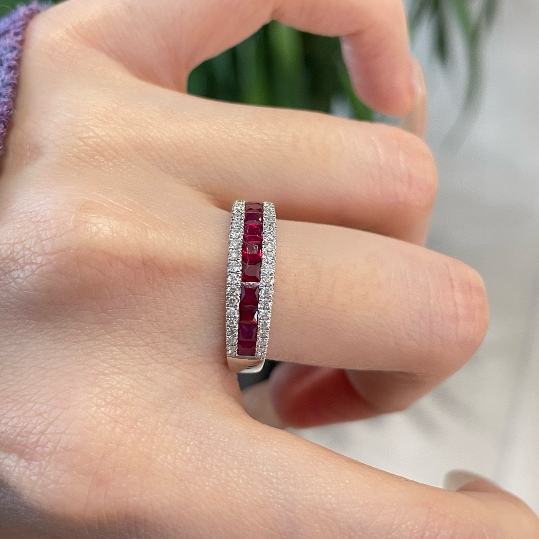 14k Gold 1.0 Ct Natural Ruby & Diamond Ring - 5
