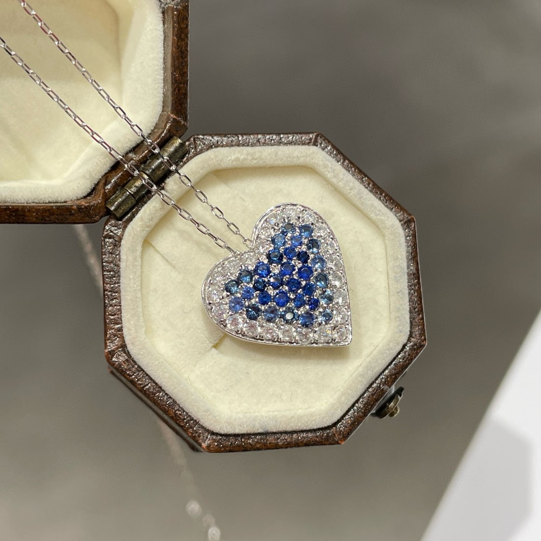 14k Gold 0.65 Ct Natural Sapphire & Diamond Pendant( Without Chain ) - 2
