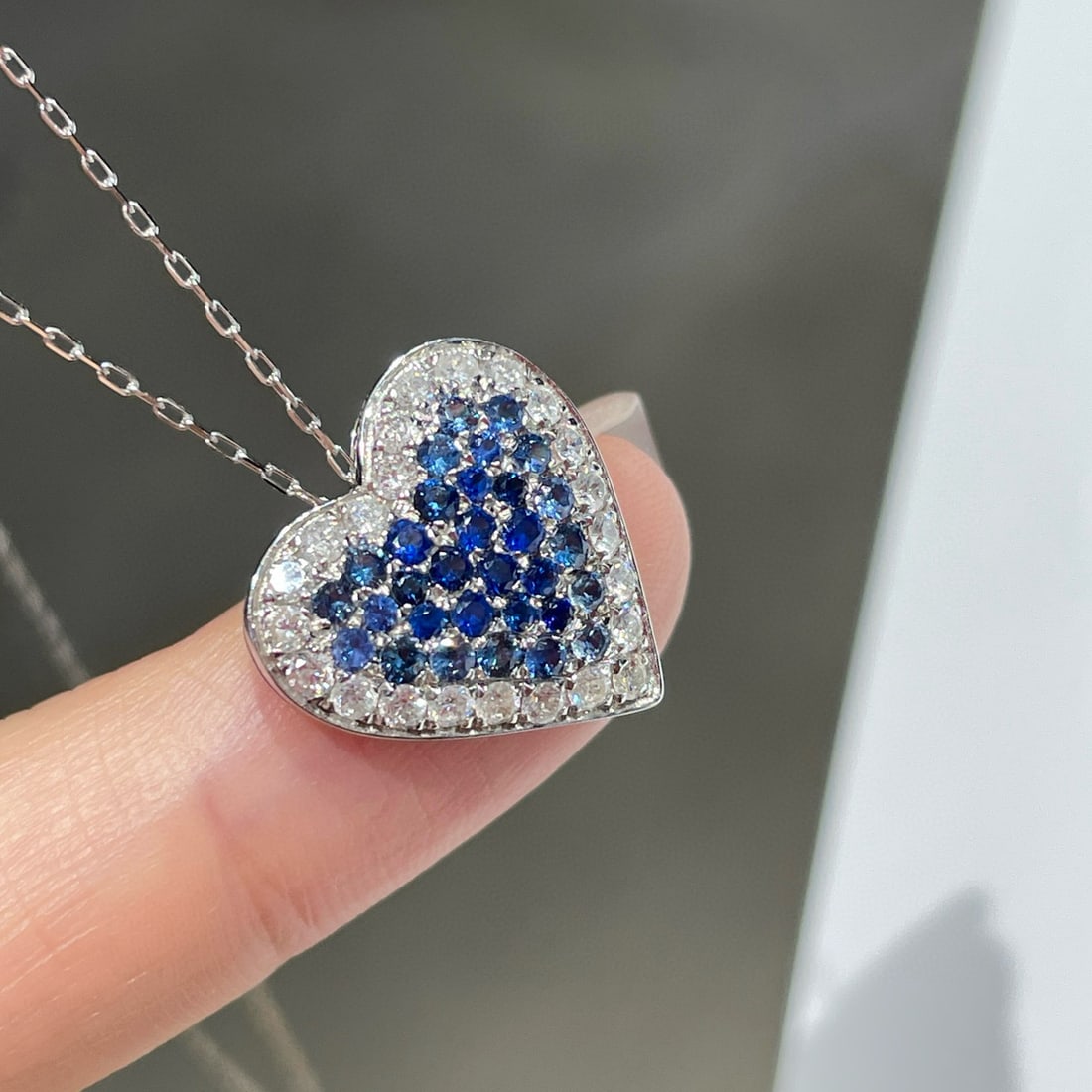 14k Gold 0.65 Ct Natural Sapphire & Diamond Pendant( Without Chain ) - 5