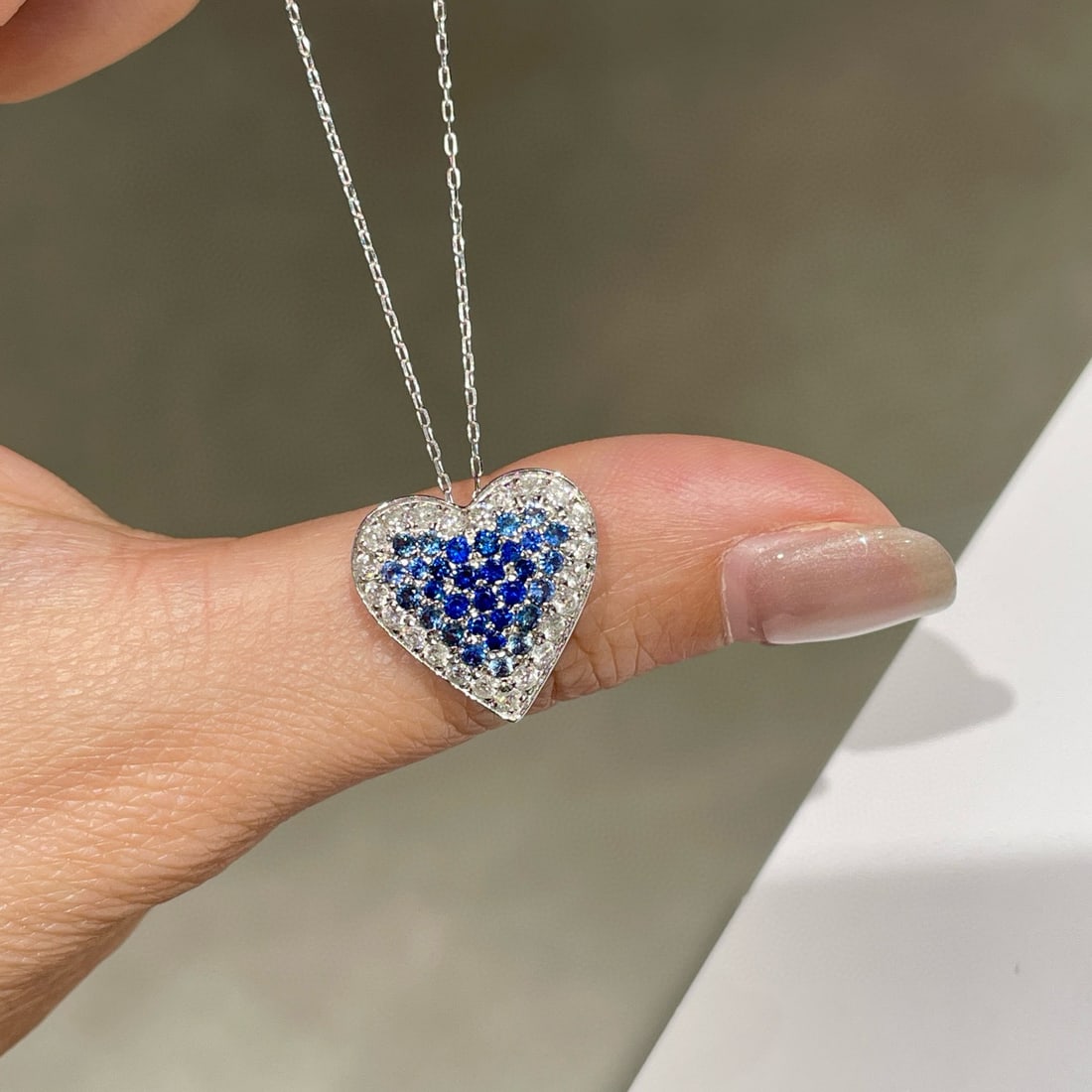 14k Gold 0.65 Ct Natural Sapphire & Diamond Pendant( Without Chain ) - 6