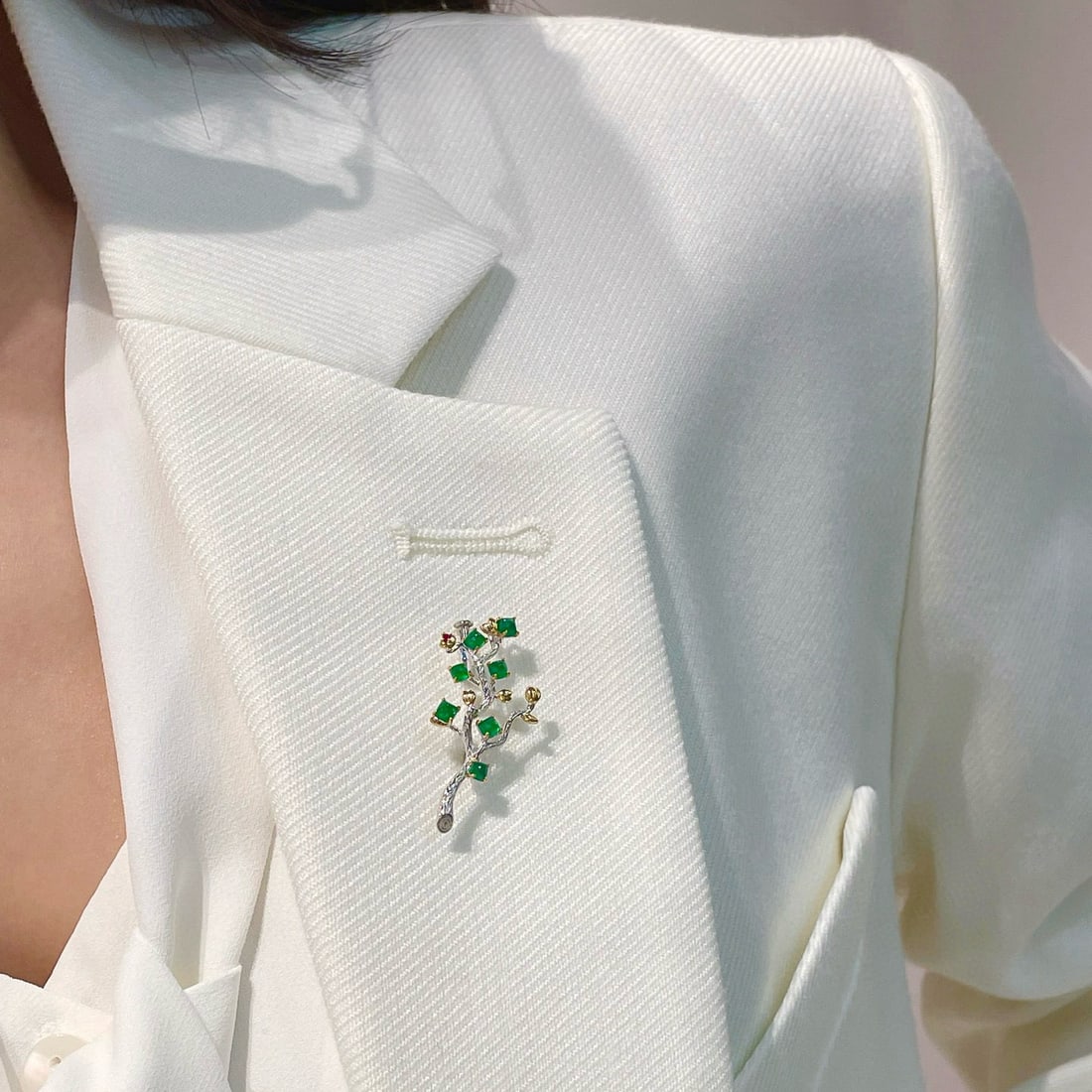 14k Gold 1.5 Ct Natural Emerald & Diamond Brooch/pendant( Without Chain ) - 4