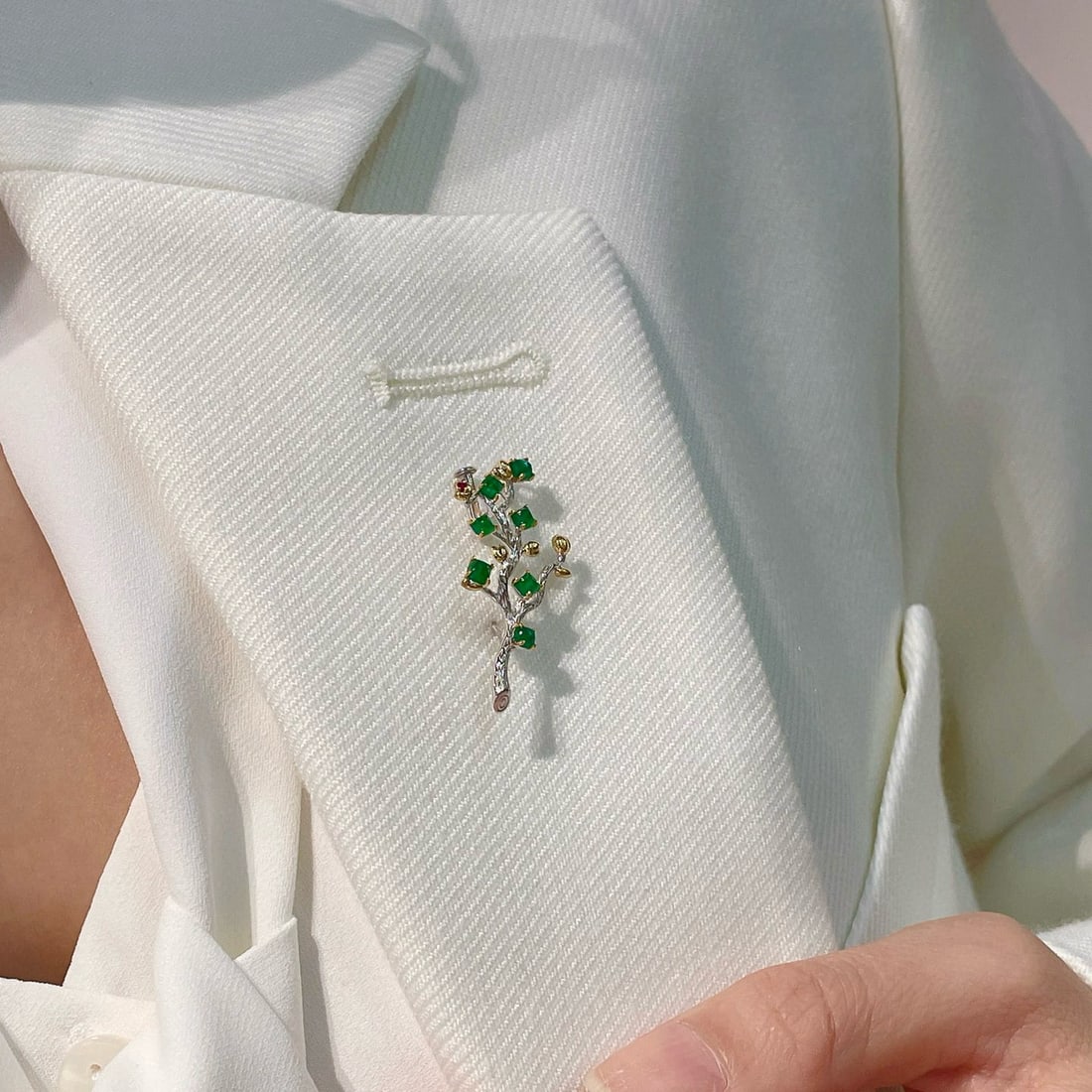 14k Gold 1.5 Ct Natural Emerald & Diamond Brooch/pendant( Without Chain ) - 5