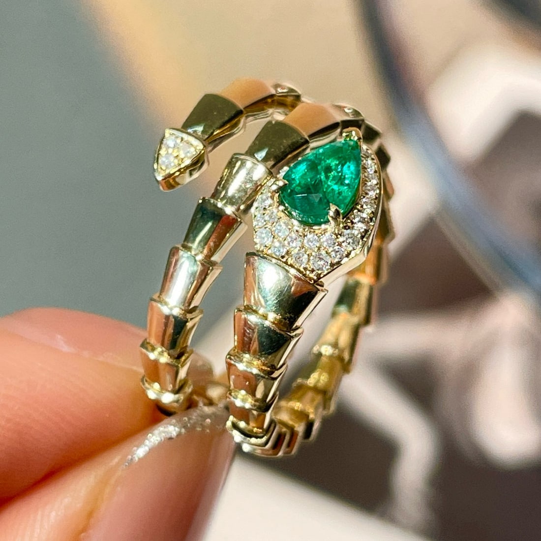 14k Gold 0.40 Ct Natural Emerald & Diamond Ring - 2