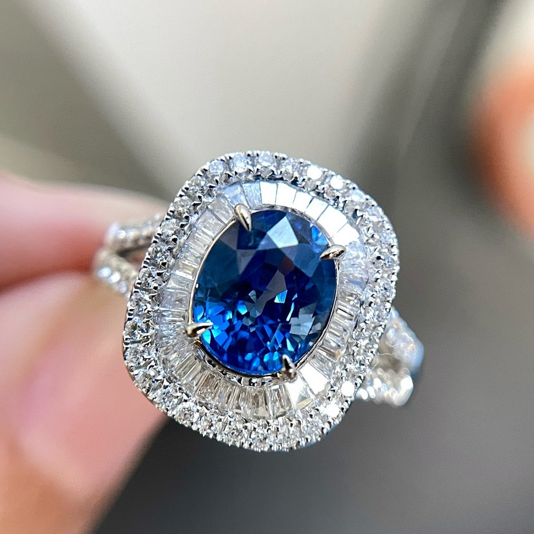 14k Gold 2.09 Ct Natural Sapphire & Diamond Ring - 2