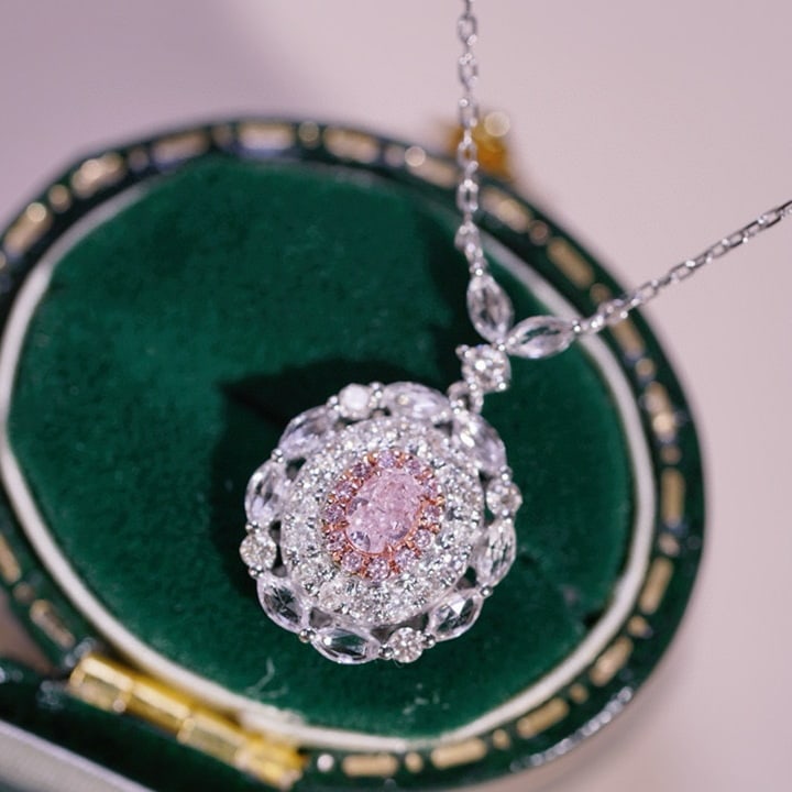 14k Gold 0.45 Ctw Natural Pink Diamond & Diamond Pendant( Without Chain ) - 2