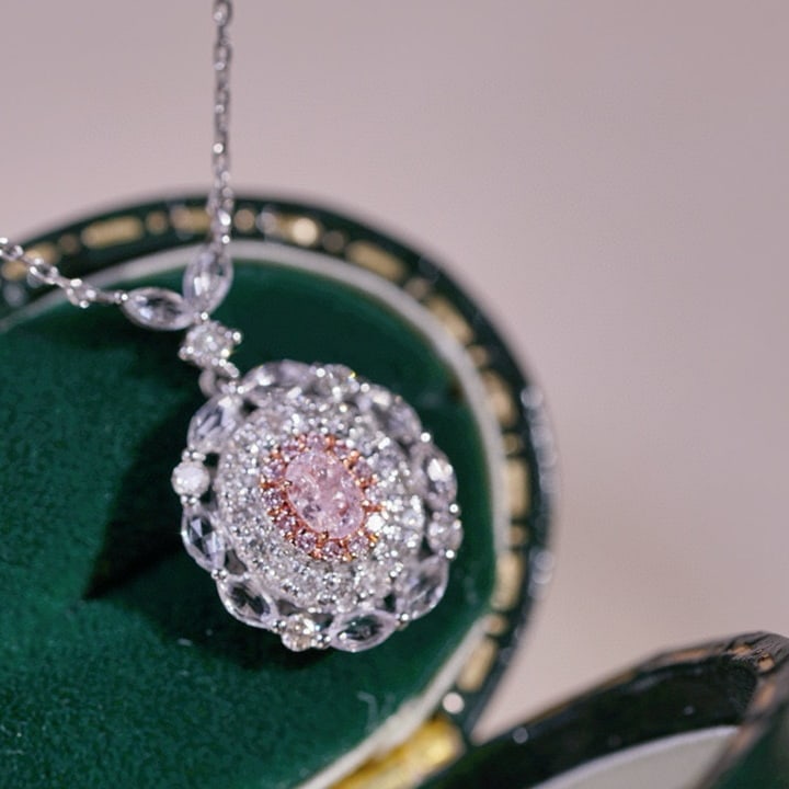 14k Gold 0.45 Ctw Natural Pink Diamond & Diamond Pendant( Without Chain ) - 3